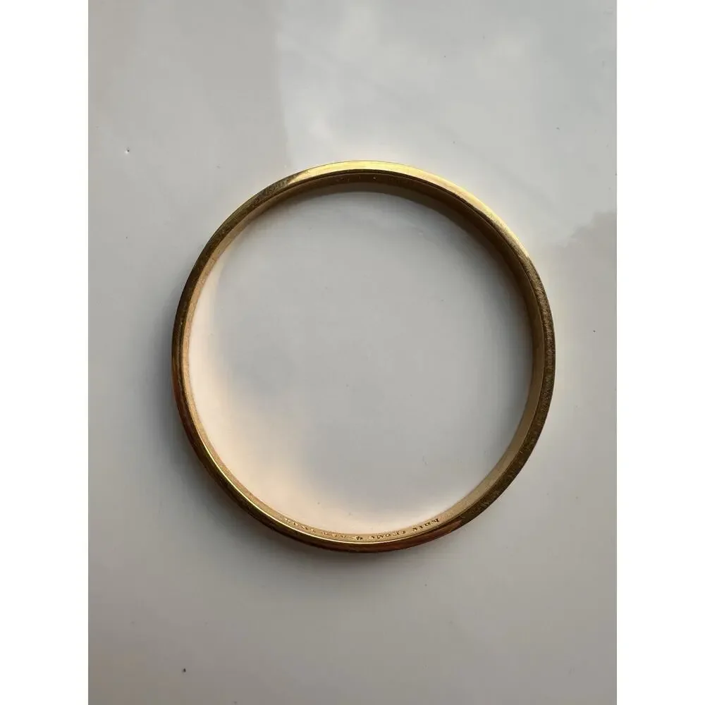 Kate Spade Hit Your Stride Idiom Bangle Gold Tone Yellow White Enamel - Picture 2 of 11